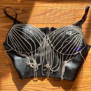 BLASHE CROP TOP- Black/ Silver